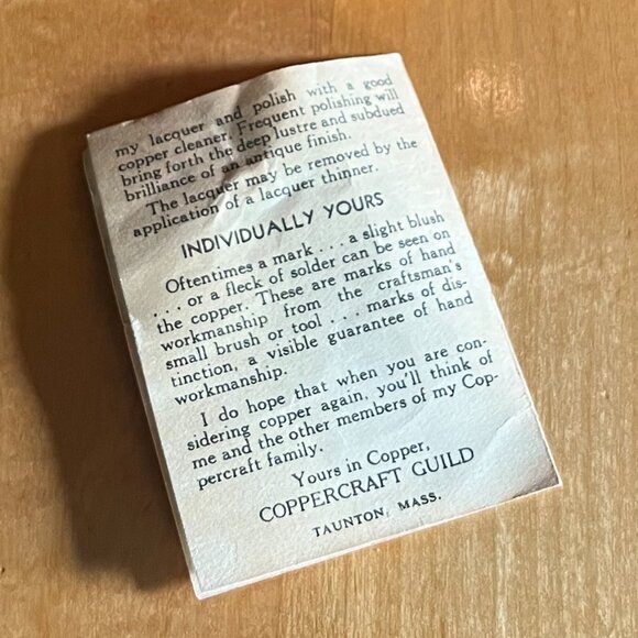 Vtg. Coppercraft Guild of Taunton, Massachusetts, Handcrafted Copper Candlestick - Picture 5 of 9